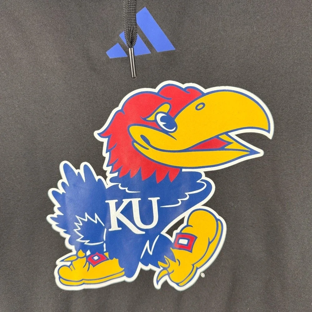 Kansas Jayhawks‎ Hoodie Mens Large NCAA Basketball Adidas Pullover AEROREADY